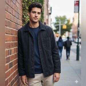 H&M Men,S Black Corduroy Chore Jacket Overshrit-size S